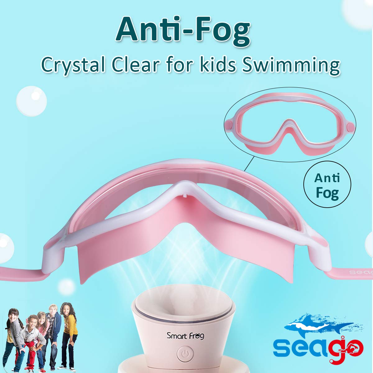 Anteojos de Natación Seago Azul Paquete Doble Antivaho Antirayos UV para Niños