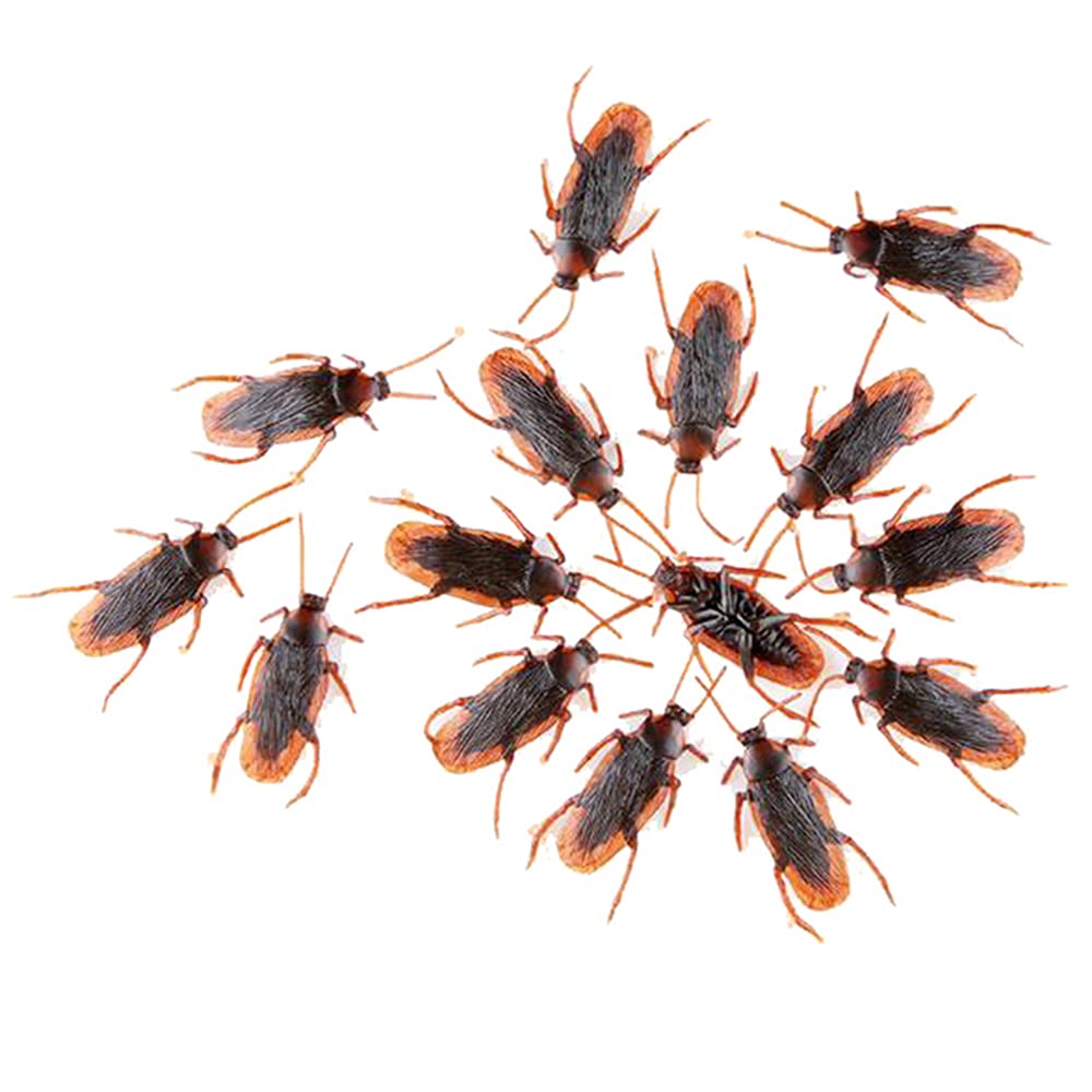 Cenyo GUDVES Prank Fake Roaches Model Simulation Fake Rubber Cockroach Roach Bug Roaches Toy Prank Funny Trick Joke Toys Plastic Bugs (10 unidades)