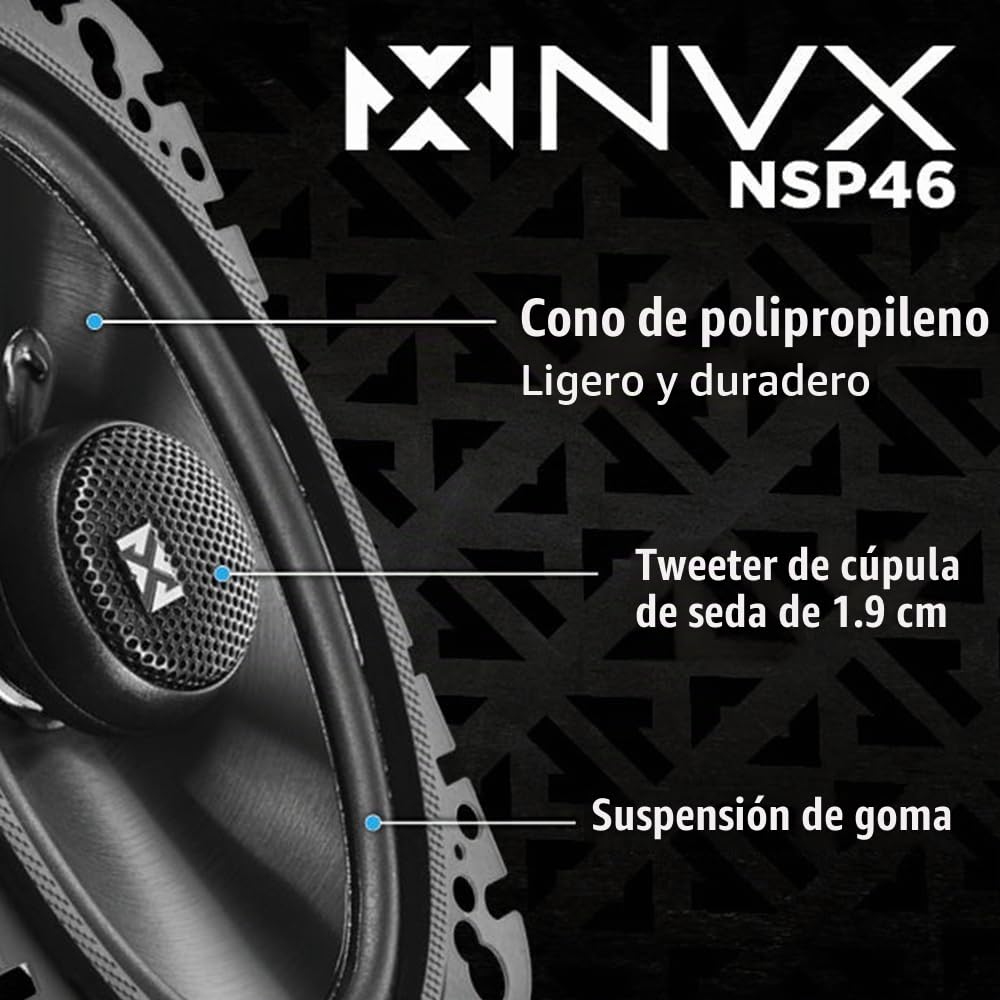Altavoces Coaxiales NVX 4 x 6 Pulgadas con Tweeters de Cúpula de Seda