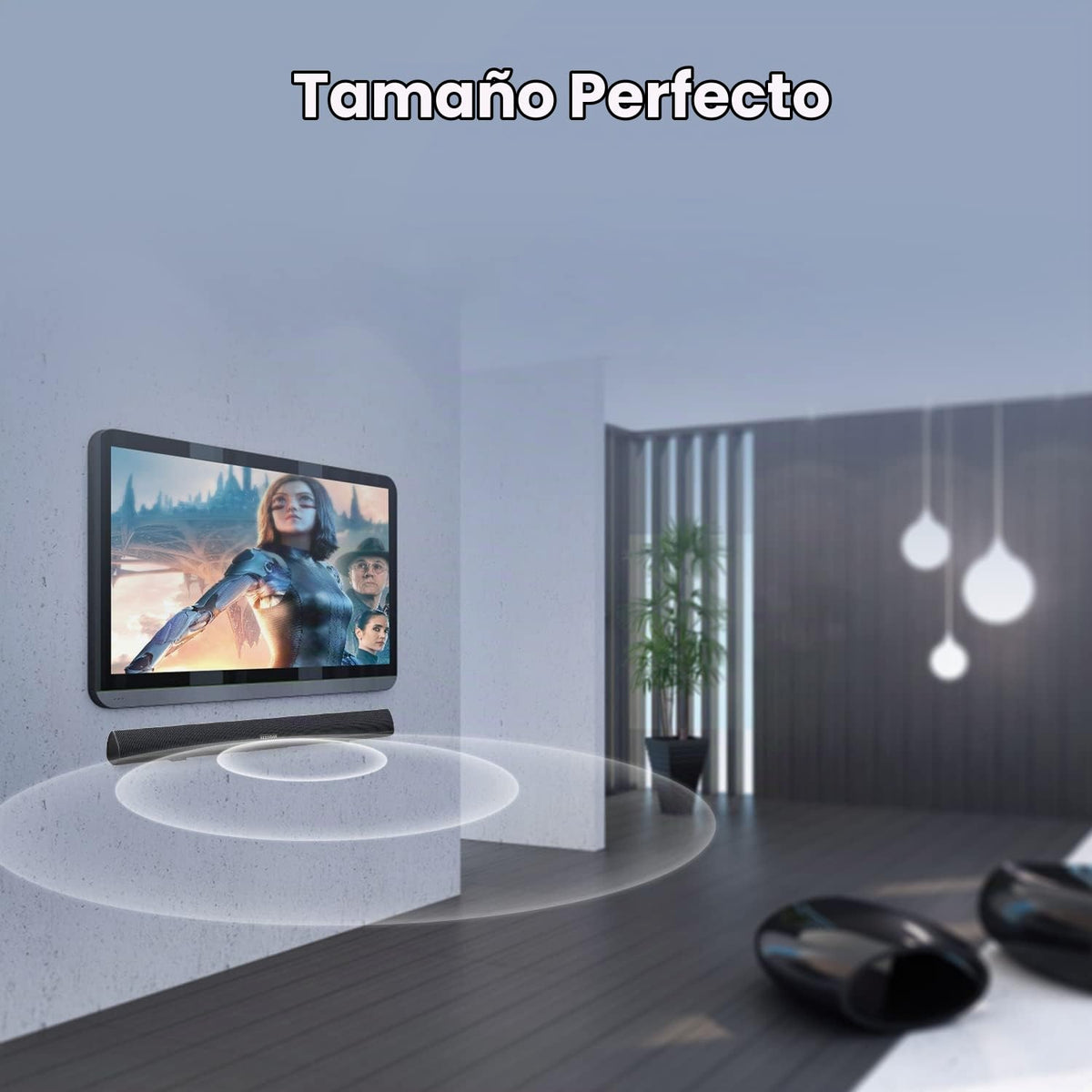 Barra de Sonido BESTISAN Bluetooth e Inalámbrico Negro con DSP y Montaje en Pared