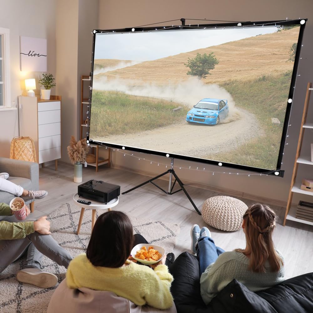 Visualización de Proyección de 100 Pulgadas,16:9 HD Pantalla de Proyector Portátil,Visualización de Proyector de Doble Cara,Pantalla de Cine Plegable para Camping,Cine en Casa,Oficina (100Pulgadas)