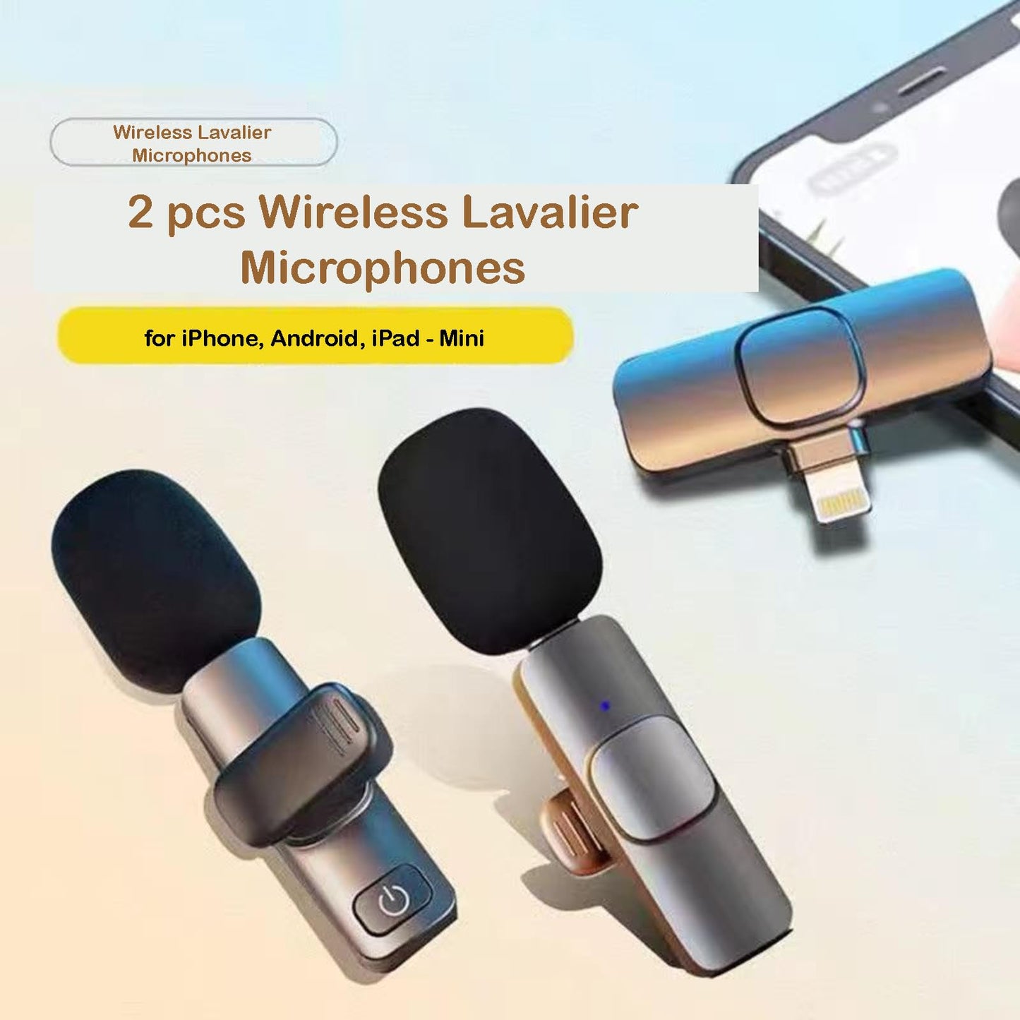 IEKK - 2 micrófonos inalámbricos Lavalier para iPhone, iPad - Mini micrófonos inalámbricos con clip de calidad de sonido cristalina para grabación, transmisión en vivo, Vlog (rosa-Android)