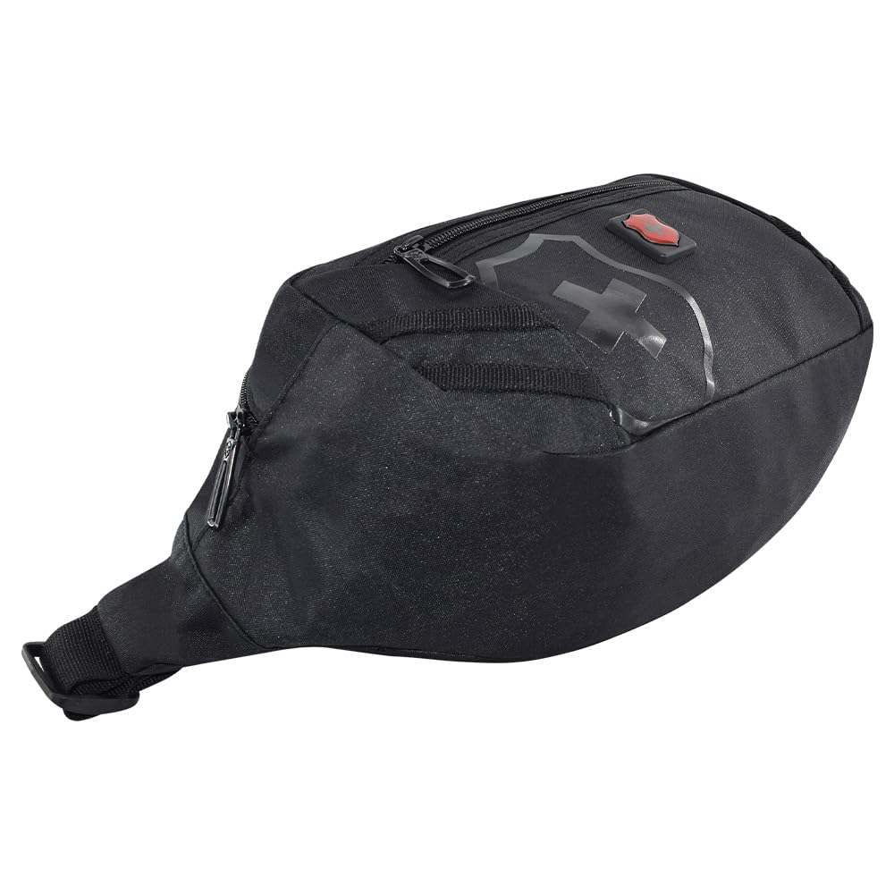 Cangurera Royal Swiss® Deportiva, Bolsa De Viaje con Cinta de Ajuste con Clip, Compartimiento Amplio, Riñoneras Deportivas de Hombres y Mujeres para Correr, Ciclismo y más. (Negro)