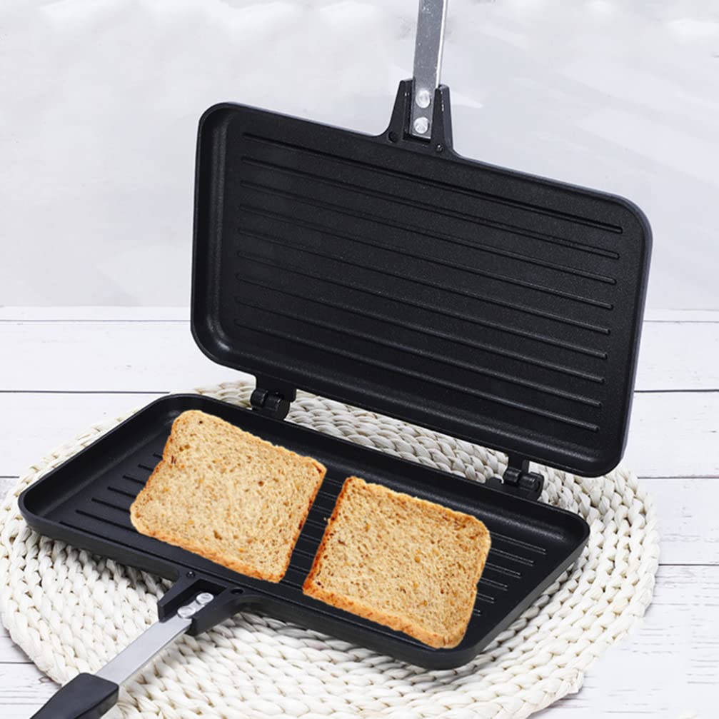 Hemoton Sartén para hornear sándwich de aluminio antiadherente para tortillas de doble cara, sartén para sándwiches, sartén para desayuno y cocina