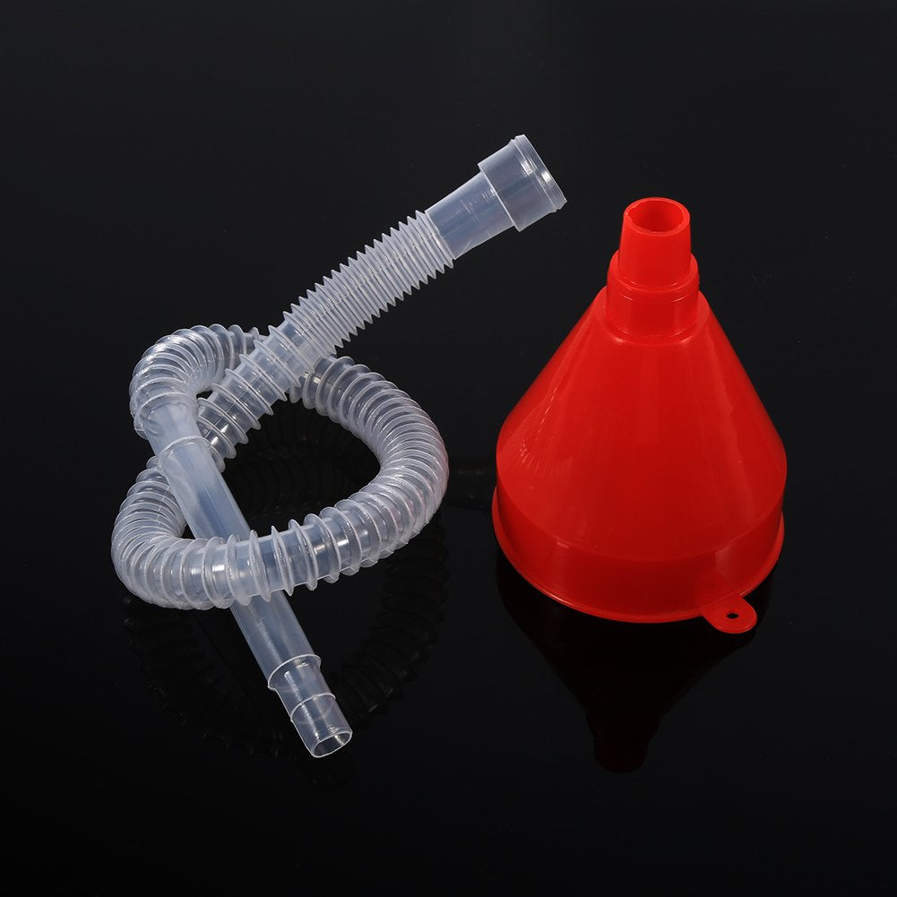 Embudo de Aceite Flexible de Plástico para Coche con Boquilla Grande y Manguera