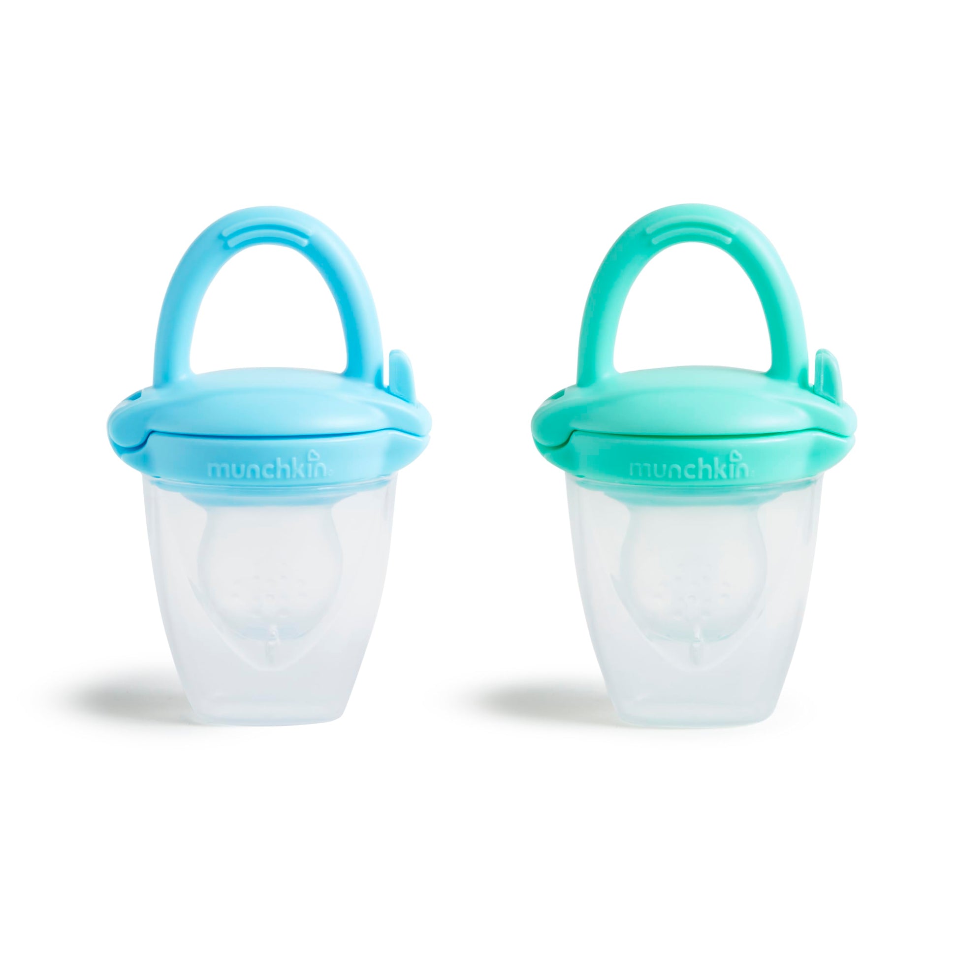 Comedero de Silicona Munchkin Azul Menta para Autoalimentación y Destete LED para Bebés Paquete de 2