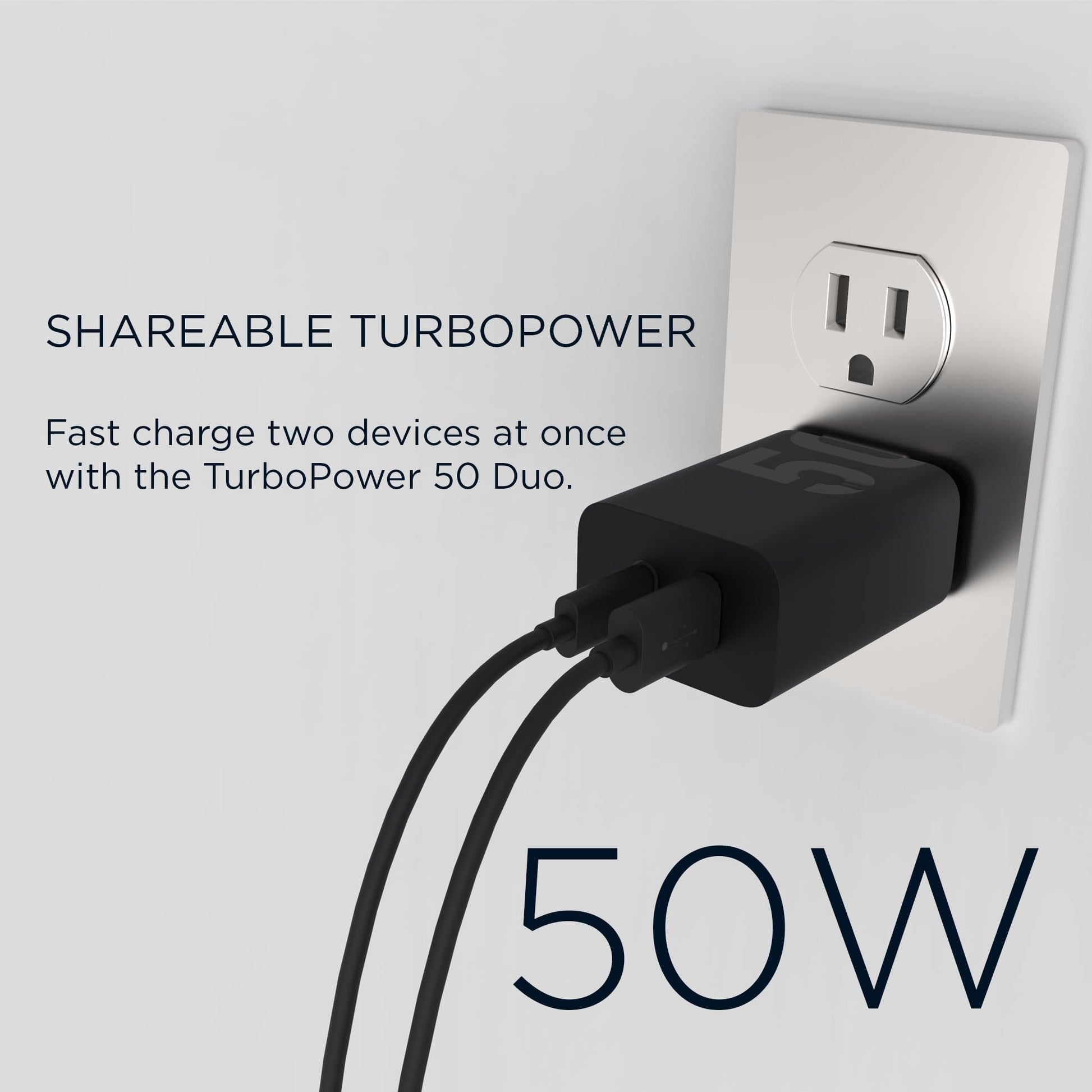 Cargador Motorola TurboPower Blanco 50W USB-A y USB-C con Salidas USB-PD y QC3.0