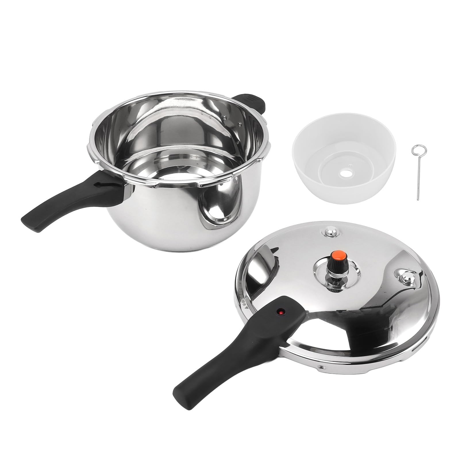 Fockety Olla a Presión de Acero Inoxidable, 16L-2L, Mando Mecánico, Base Compatible con Inducción, Tapa con Cierre de Bloqueo, Automático