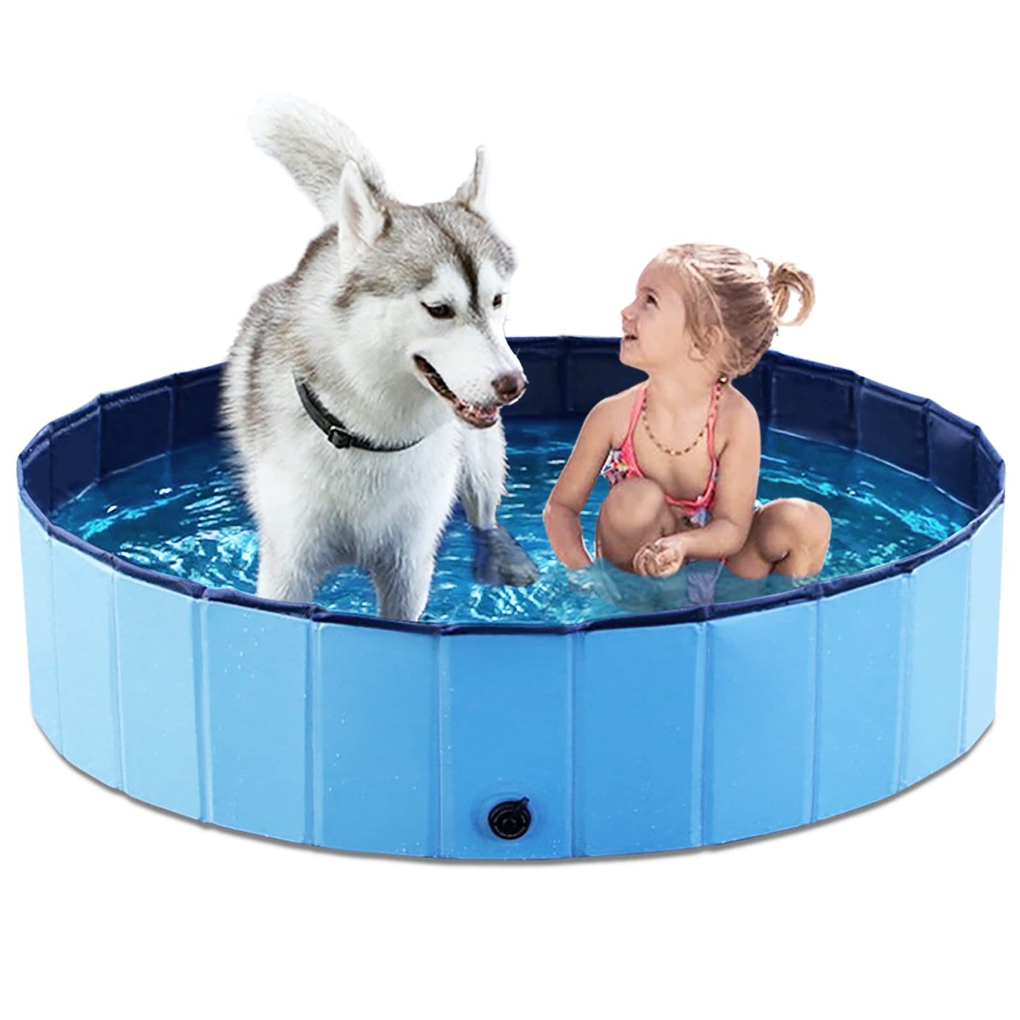 Jasonwell Alberca para Perro Plegable - Piscina para Perros y Mascotas Portátil Alberca Grande de Plastico Duro Tina Plegable para Perro Bañera de PVC al Aire Libre para Perros Gatos y Niños 48´´