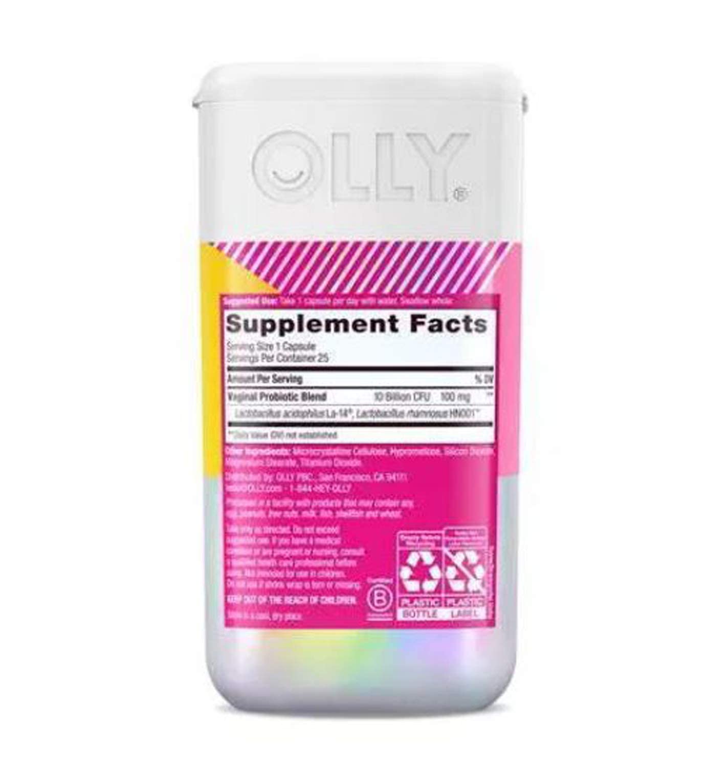 Probiótico Femenino Olly Happy Hoo-Ha 25 Cápsulas para la Salud Vaginal y Balance de pH para Mujer