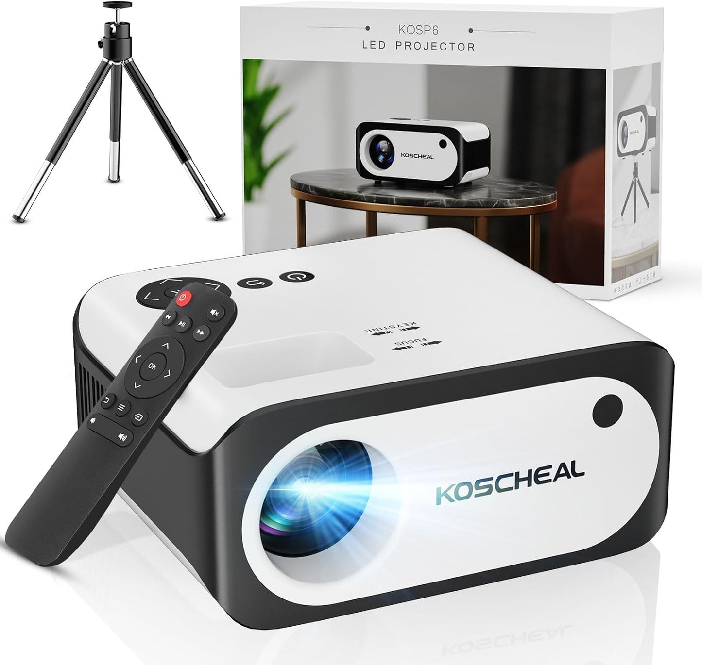 KOSCHEAL Proyector Portatil, Mini Proyector Portatil Apoyado Vídeo