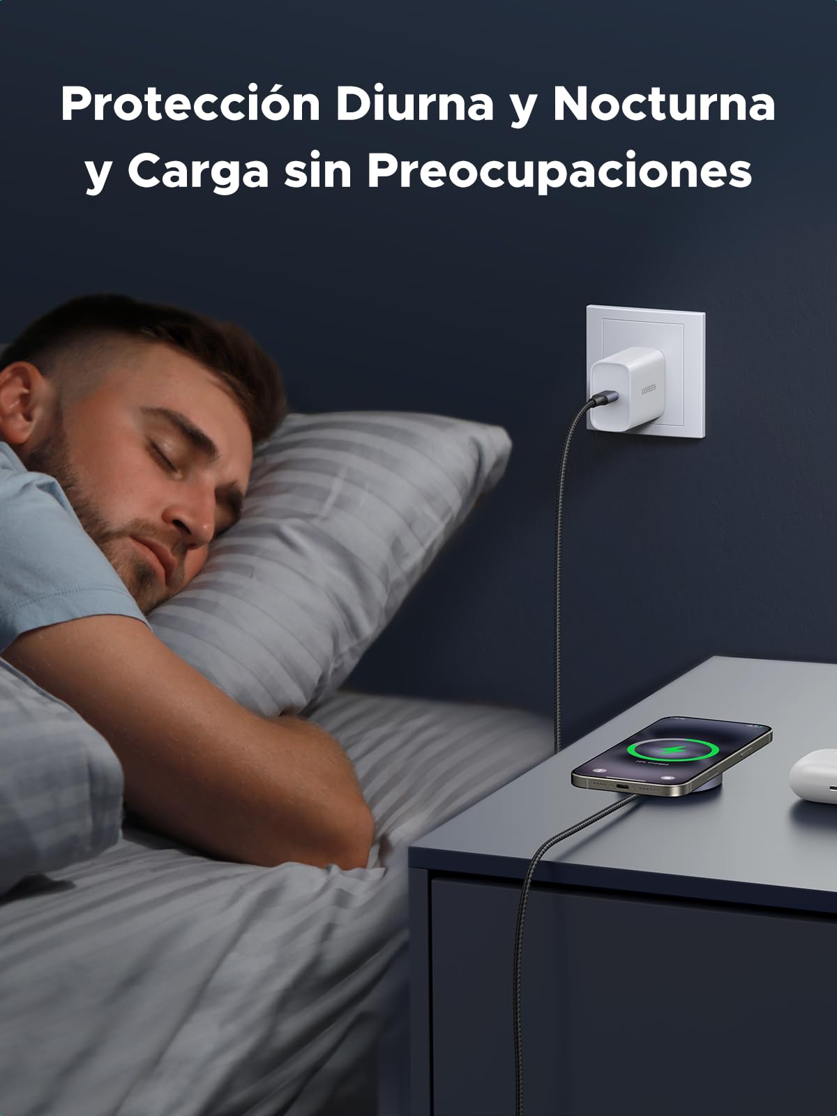 Cargador Inalámbrico UGREEN Qi2 15W Magsafe MagFlow para iPhone 16-12 y AirPods