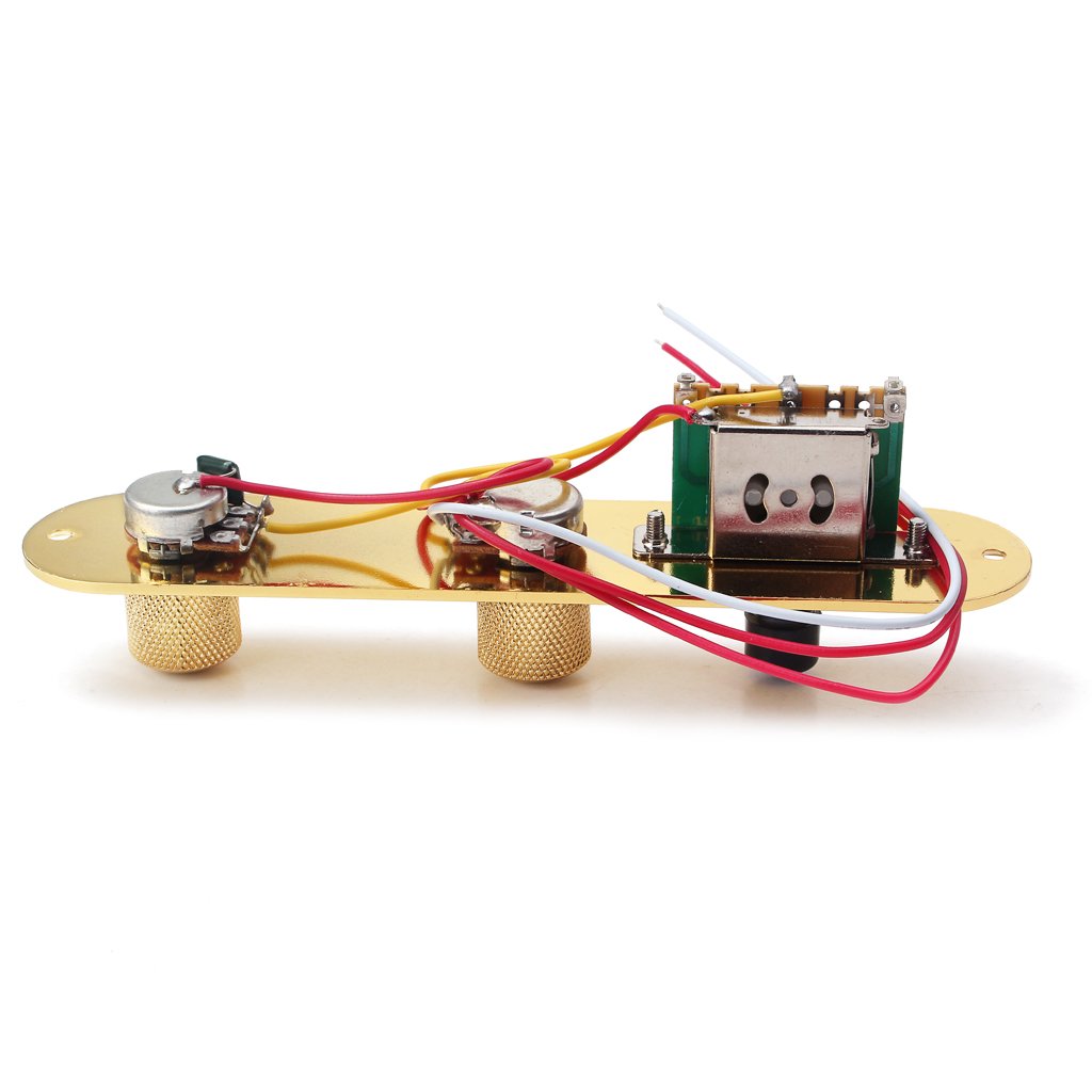 Alnicov Placa de control totalmente cargada precableada de 3 vías con arnés de cableado para guitarra eléctrica Fender Tele Telecaster, color dorado