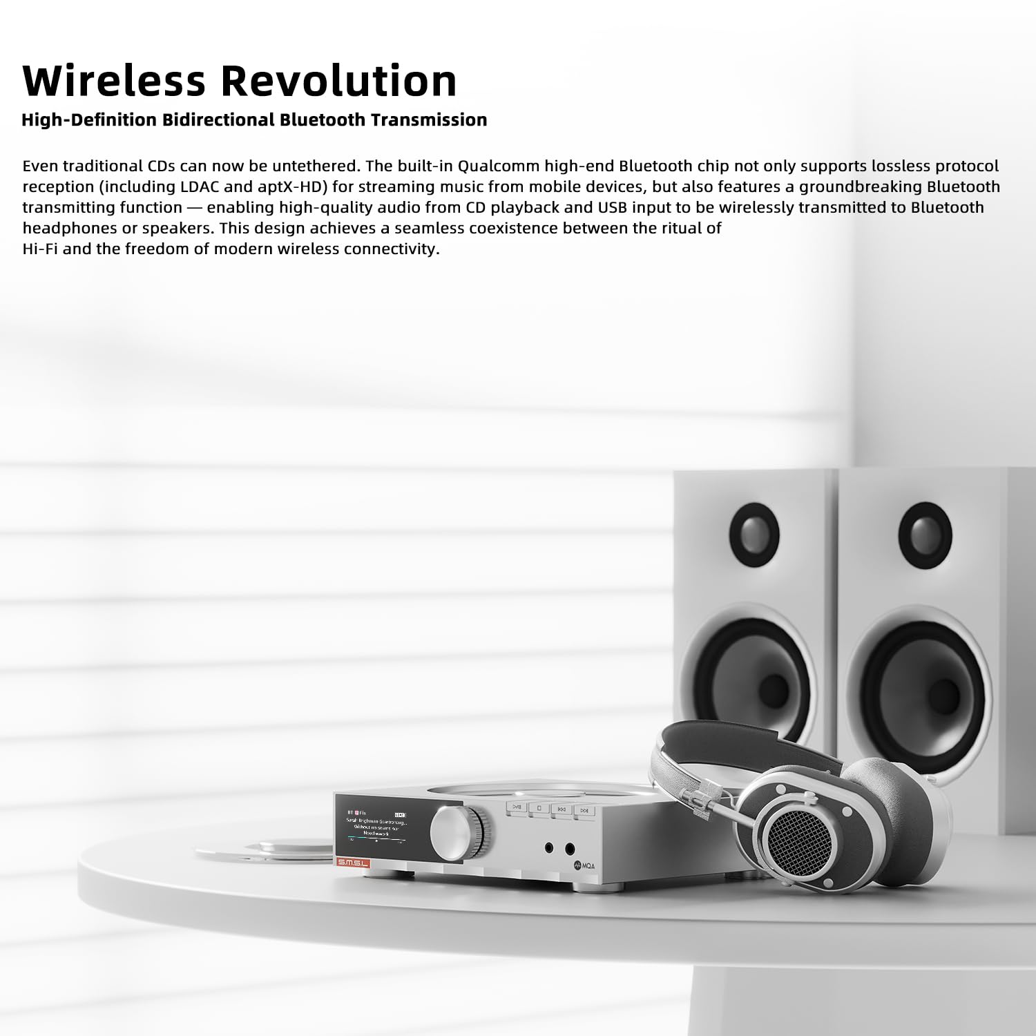 SMSL PL200 MK2 MQA-CD Player, reproductor de CD todo en uno, DAC y HP AMP, chip DAC de alta gama ES9039Q2M, transmisor Bluetooth, reproducción perfecta, 32 bits/768 kHz DSD512, entrada USB/BT/CD