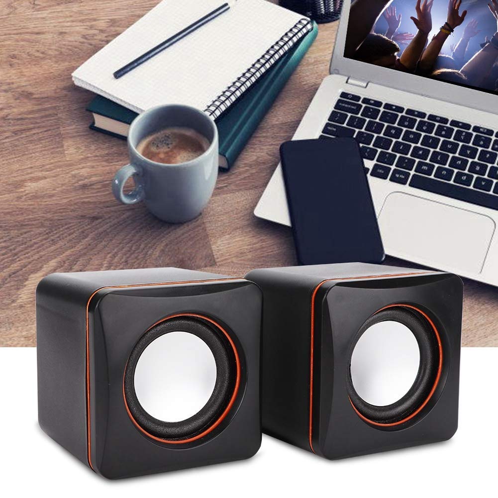 Oumij Altavoces de La Computadora Mini Cube USB Stereo 3.5mm Jack Altavoz con Cable para Computadora de Escritorio PC Portátil Altavoces Portátiles de Escritorio(Dual Track)