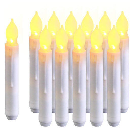 Velas LED sin Llama, Paquete de 12, Velas Cónicas Parpadeantes, Funciona con Pilas, para Iglesias, Bodas y Cumpleaños