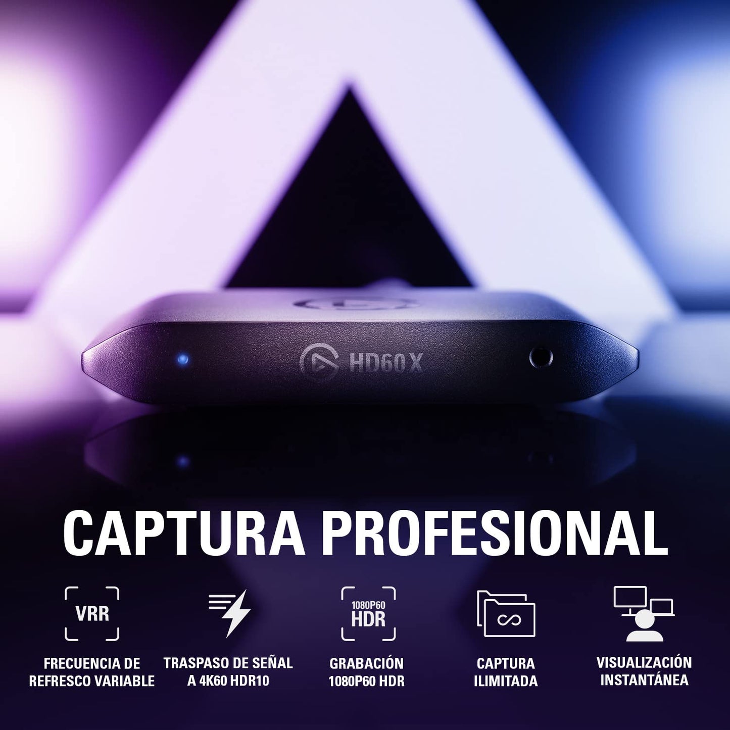 Elgato HD60 X - Haz Streaming y graba a 1080p60 HDR10 o 4K30 con latencia ultrabaja en PS5|Pro, PS4|Pro, Xbox Series X|S, Xbox One X|S, Nintendo Switch 2, en OBS y Otros, Funciona con PC y Mac