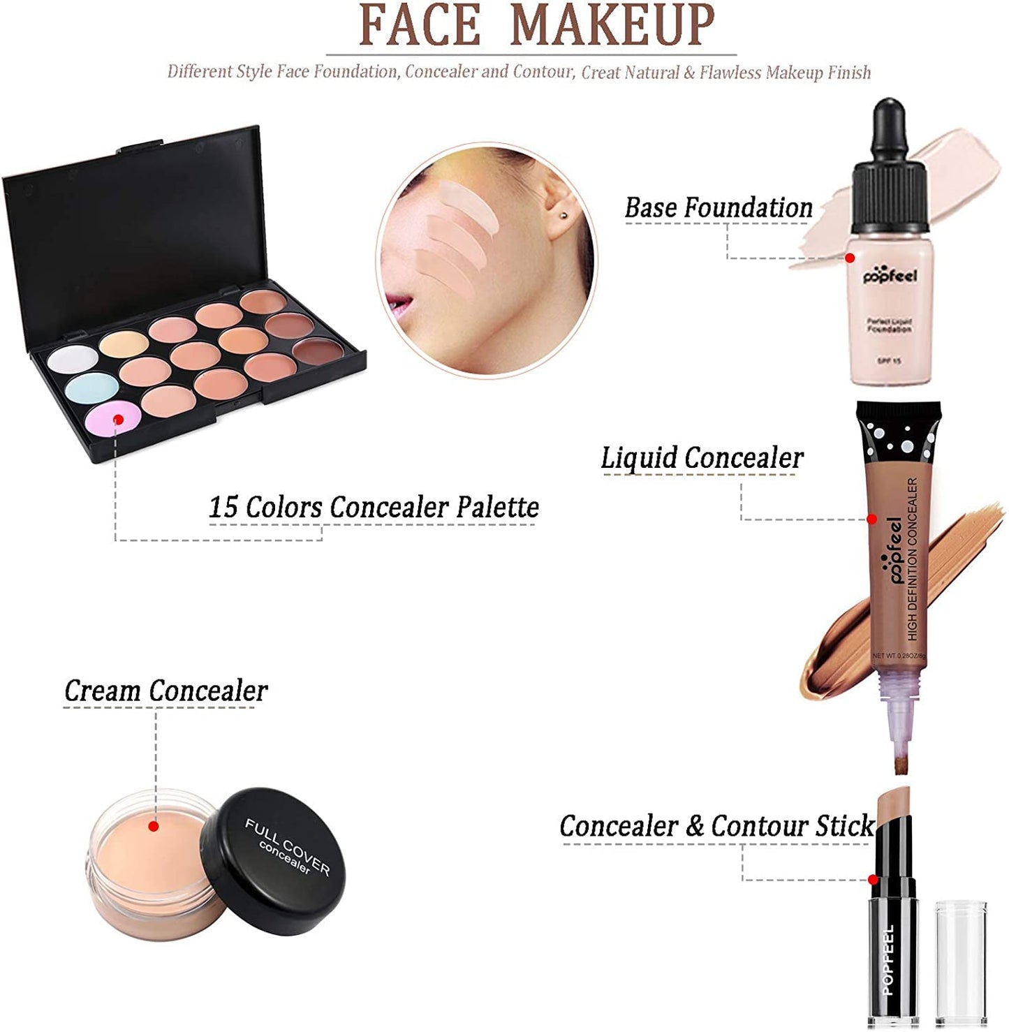 Kit de Maquillaje Profesional, Juego de Maquillaje Paleta de Sombras de Ojos Face Set Completo Cosmética, Todo en Uno Makeup Gift Set Incluye Eyebrow cream, Brillo de Labios, Brochas de Maquillaje