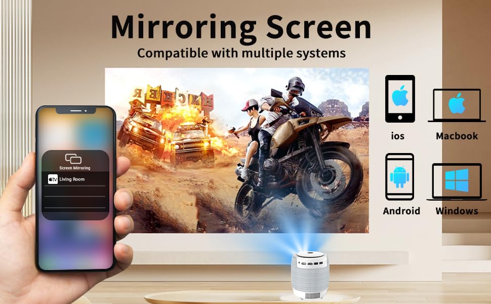 Genérico Proyector Inteligente portátil WiFi Bluetooth 4K 1080p Pantalla Grande para casa películas al Aire Libre reuniones y Juegos