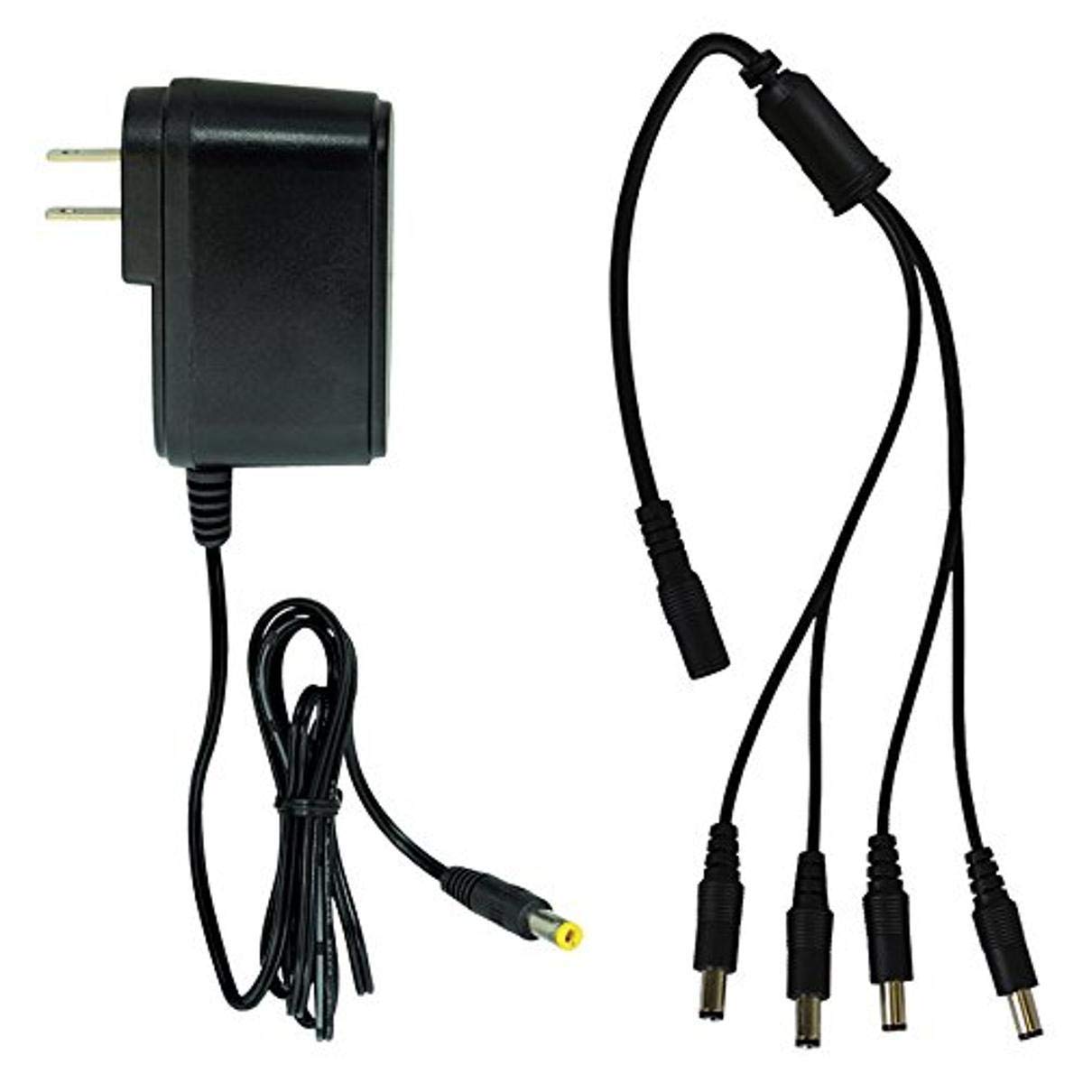 Night Owl Security SPF-CAMP-2A - Adaptador de cámara con Divisor de alimentación de 4 vías, Color Negro