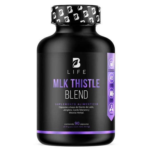 Cardo Mariano 90 cápsulas 1100 mg por porción. Hoja de Diente de León, Raíz de Jengibre y Mezcla Herbal. Ingredientes naturales. Mlk Thistle Blend B Life.