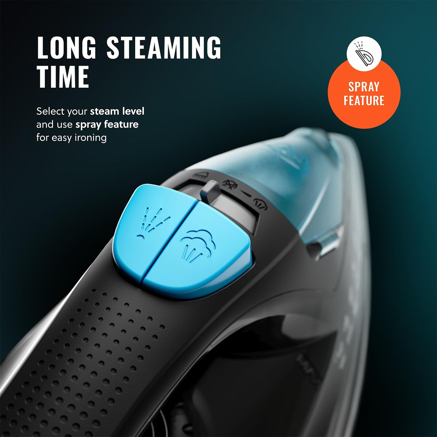 PurSteam Professional - Plancha de vapor de 1250 W, potente vaporizador con ráfaga de vapor y pulverización, suela antiadherente, fácil control de temperatura y apagado automático