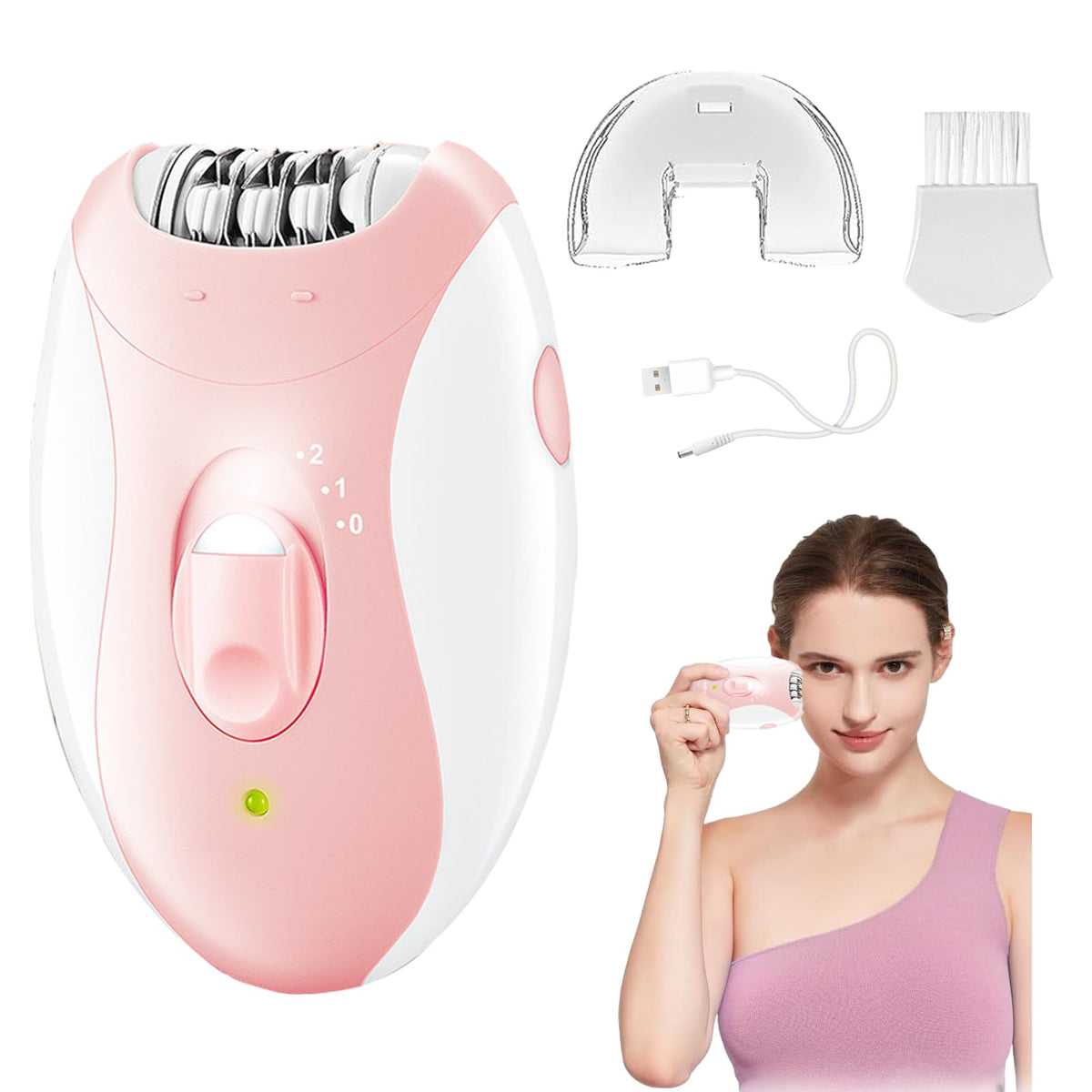 Maquina Depiladora Mujer, Rasuradora mujer eléctrica impermeable IPX5, Depiladora electrica portátil, Para depilación indolora de axilas, brazos, piernas, labios y todo cuerpo.