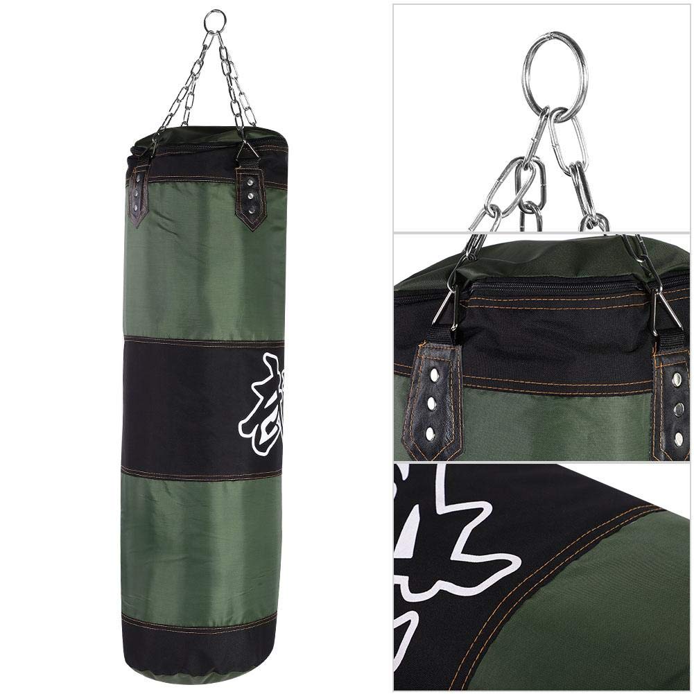 Alomejor Boxing Punch Bag Cadena Colgante Gancho de Techo Muay Thai Martial Arts Punzonar Heavy Bag Heavy Duty Saco de Boxeo con Cadenas para Entrenamiento de Boxeo Fitness Sandbag(1M-Verde)