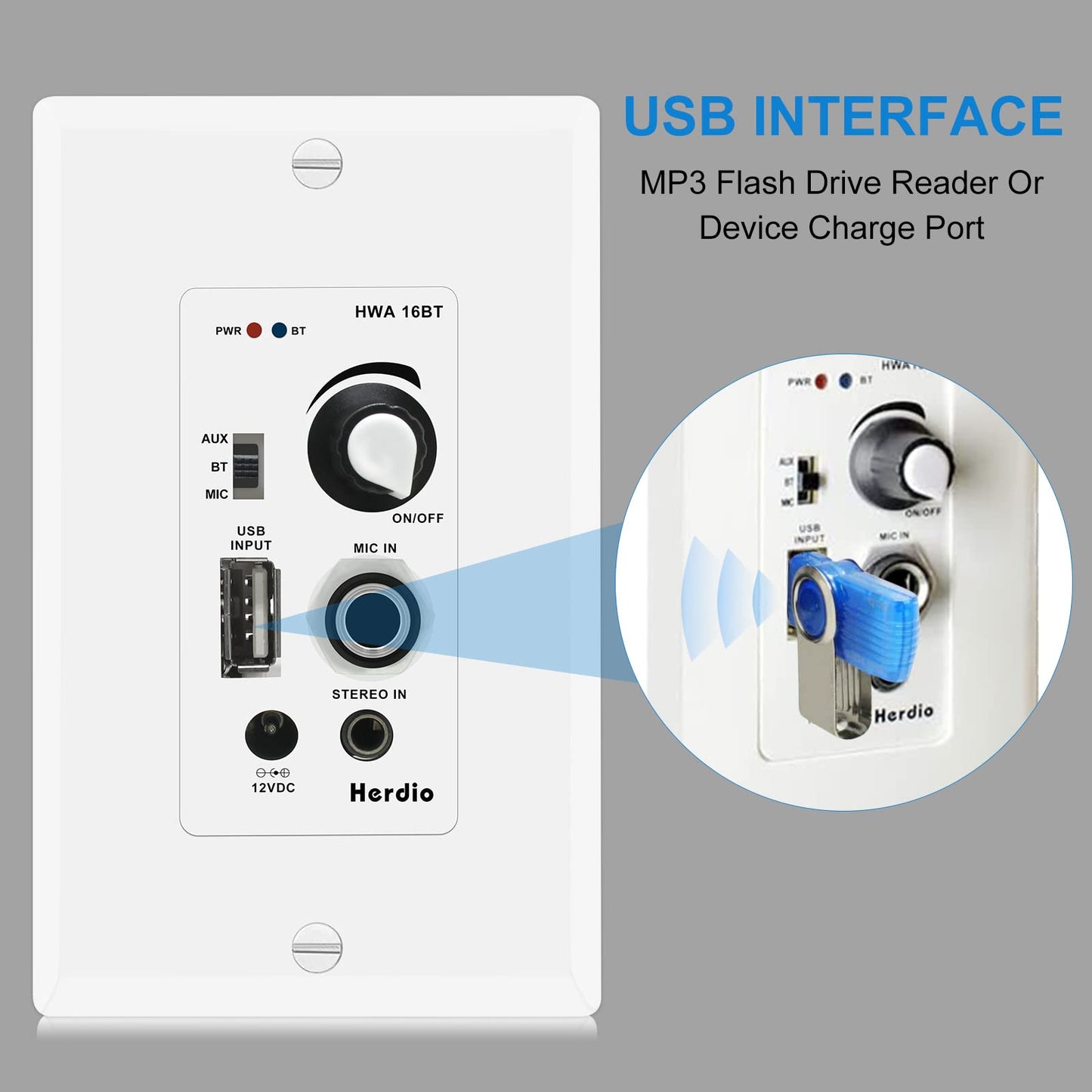 Herdio Paquete de Audio para el hogar con Control de Pared Compatible con Bluetooth Amplificador Receptor con Altavoces de Techo de 300 W de 6.5 Pulgadas, Perfecto para Cine en casa, Oficina