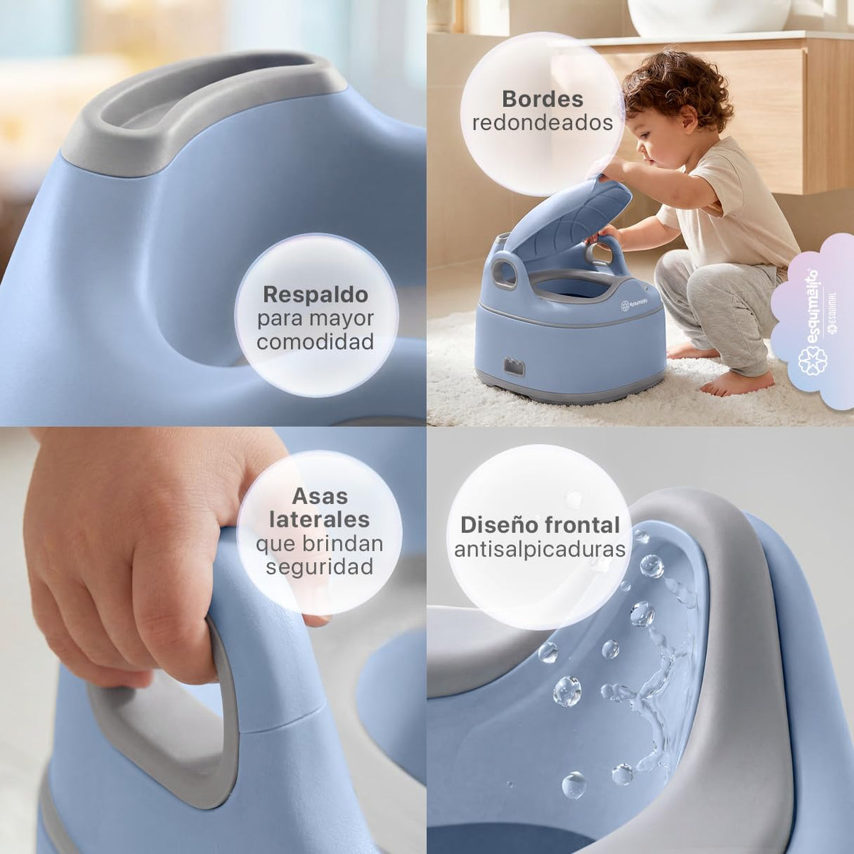 ESQUIMAL Bacinica 3 en 1 Baño Entrenador Niño y Niña Asiento WC Azul
