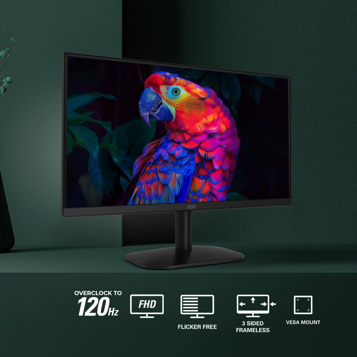 Monitor AOC 22B35HM23 de 22" Full HD (1920 x 1080) 120Hz LED, Adaptive Sync, VGA y HDMI, Sin Parpadeo, Baja Luz Azul, Compatible con HDR, Montaje VESA, Ajuste de Inclinación, Ecológico