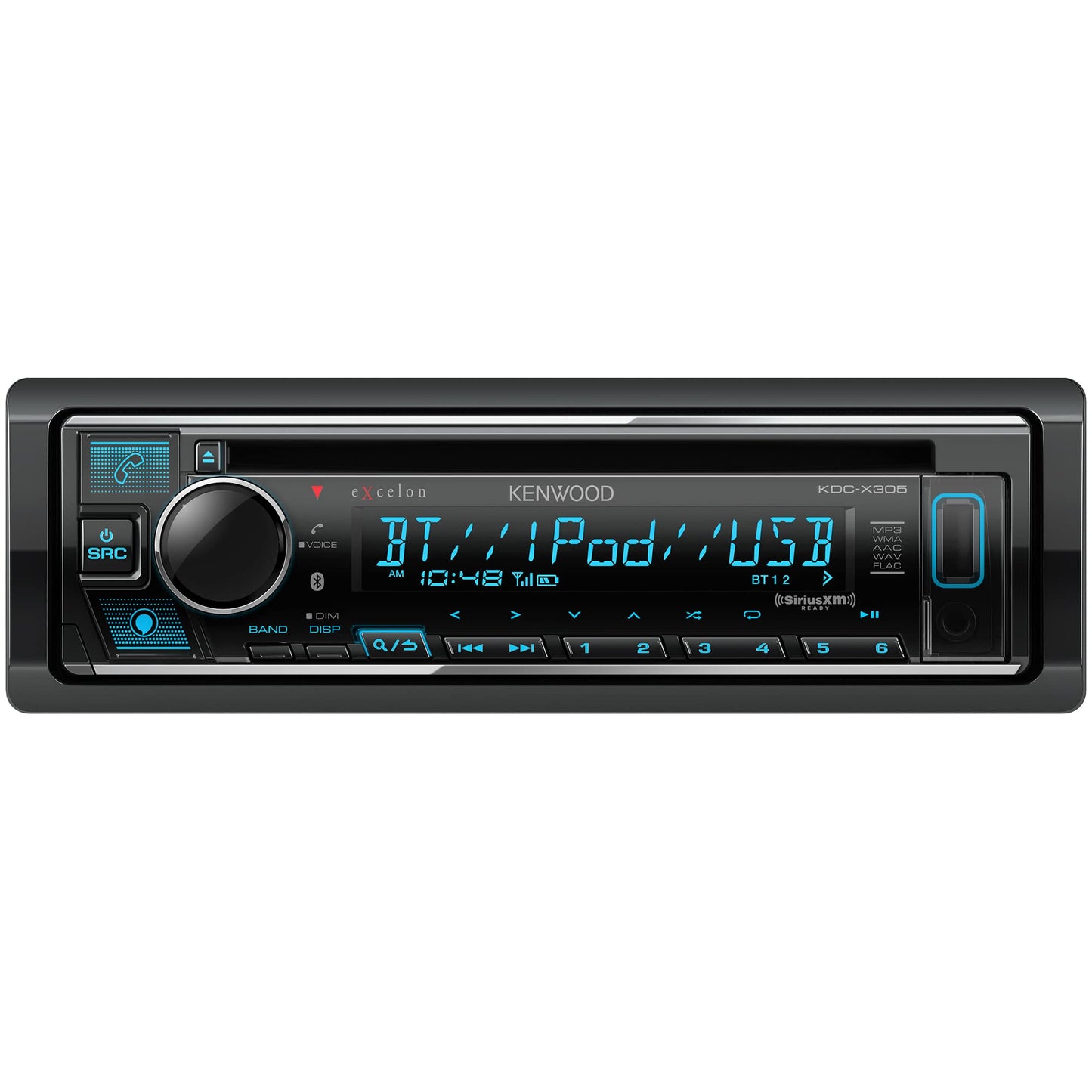 Kenwood KDC-X305 – Estéreo de Coche CD/USB, Bluetooth Integrado, Control iPhone/Android, Radio Am/FM, Iluminación Variable, Audio Premium