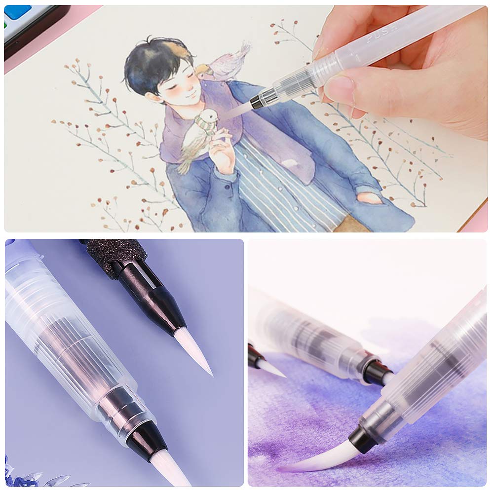 Pincel de Agua 10 Piezas Pinceles Acuarela de Pintura para Acuarela Puntas Caligrafía Arts Marcadores Surtidos Pequeño Grande de Agua Soluble Lápices Pinceles para Acuarela para Pintura de Acuarela