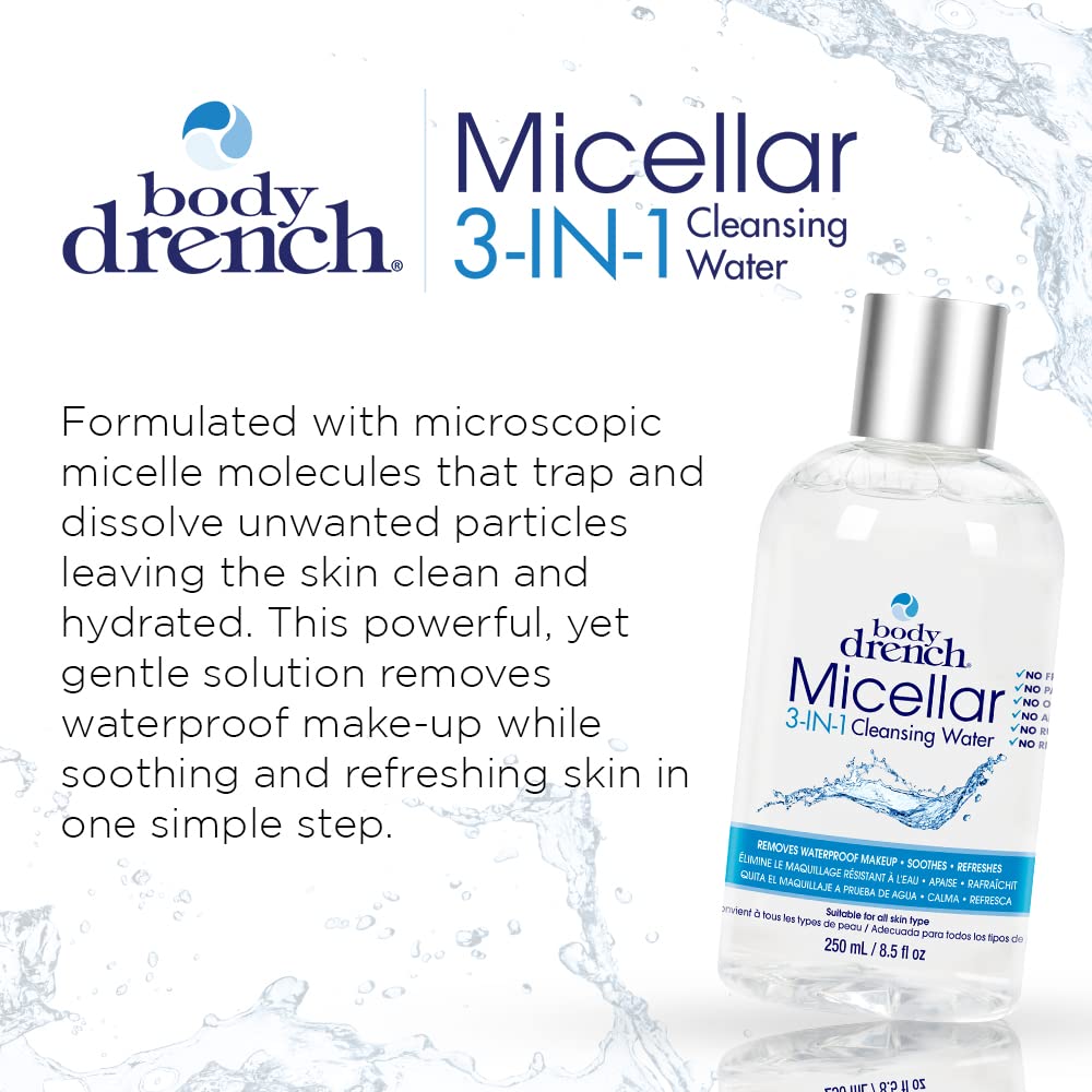 Body Drench Micellar 3-In-1 Cleansing Water – Removes Waterproof Makeup, 8.5 fl oz