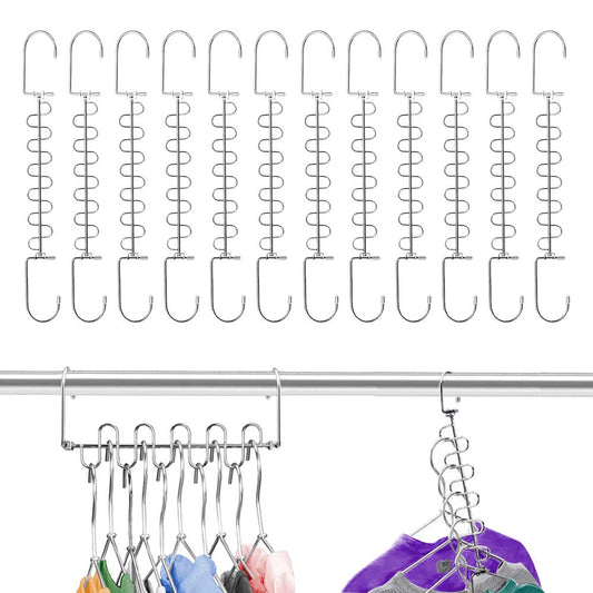 12 Piezas Perchas Ahorro de Espacio Ropa Ganchos para Bebe Colgador Niños Mágicas Metal Magicas Ahorrar Multiple Ahorra Organizador Guardarropa Organizadores en Cascada Multifuncionales Armario Clóset