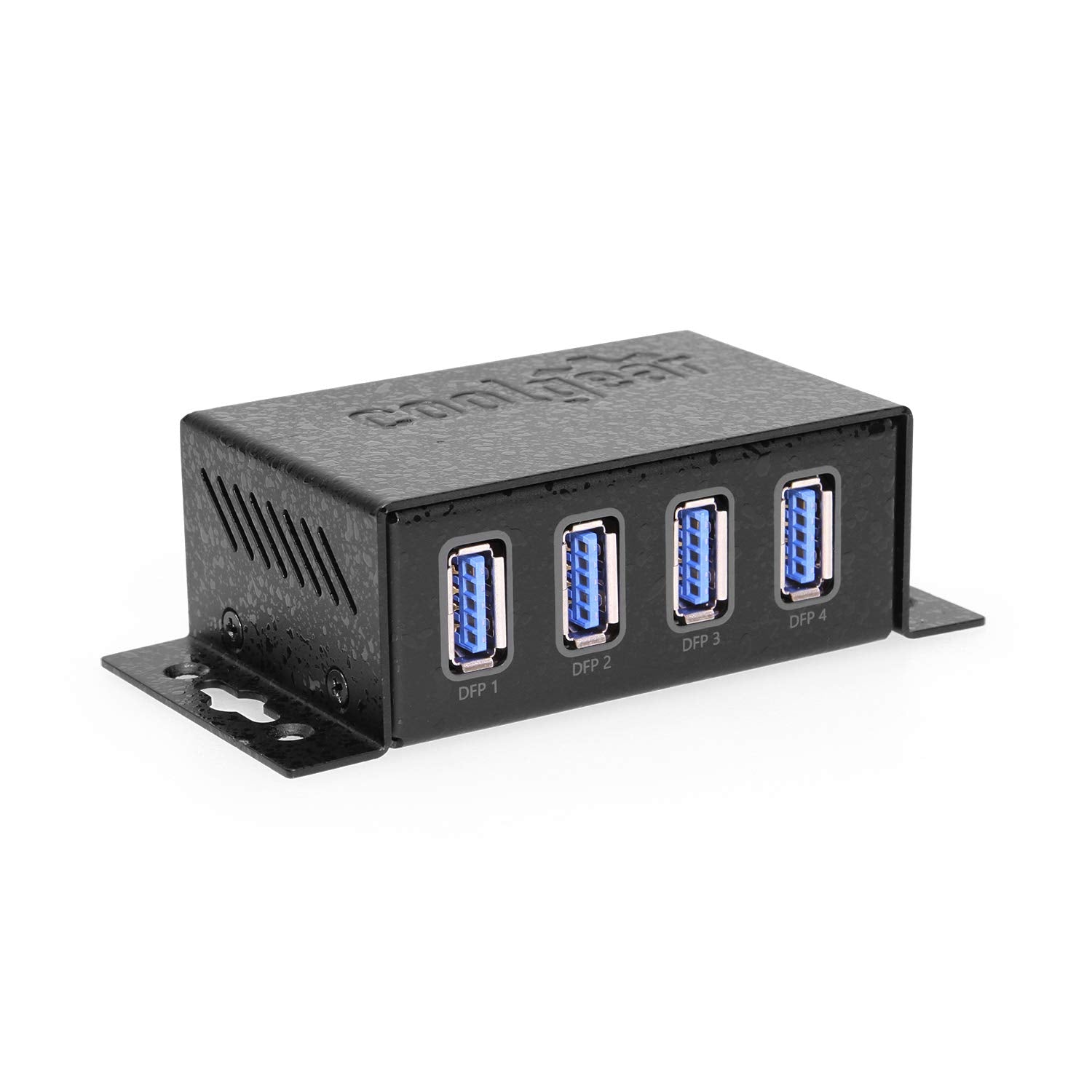 Coolgear Mini Hub de 4 puertos alimentado por USB 3.2, transferencia de datos rápida de 5 Gbps con protección ESD y contra sobretensiones, concentrador USB duradero y montable