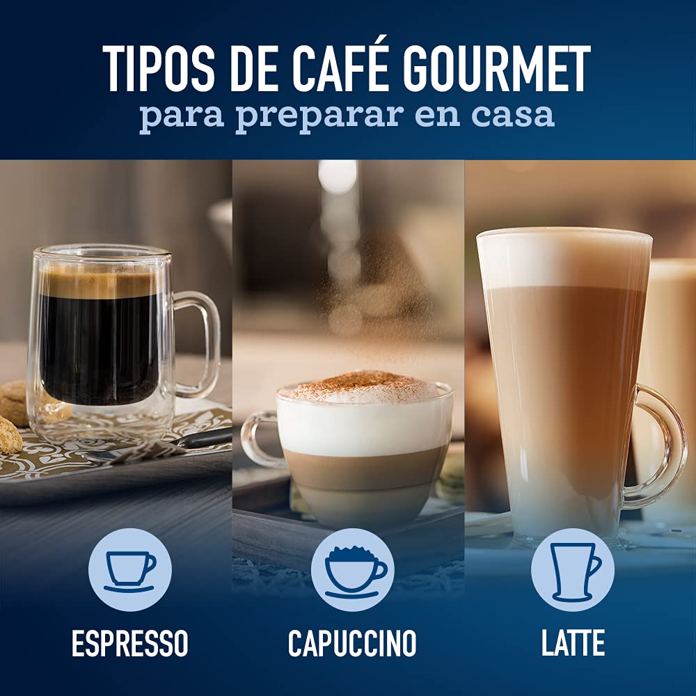Oster® Cafetera Automática PrimaLatte™, para Espresso, Cappuccino y Latte, Plateada