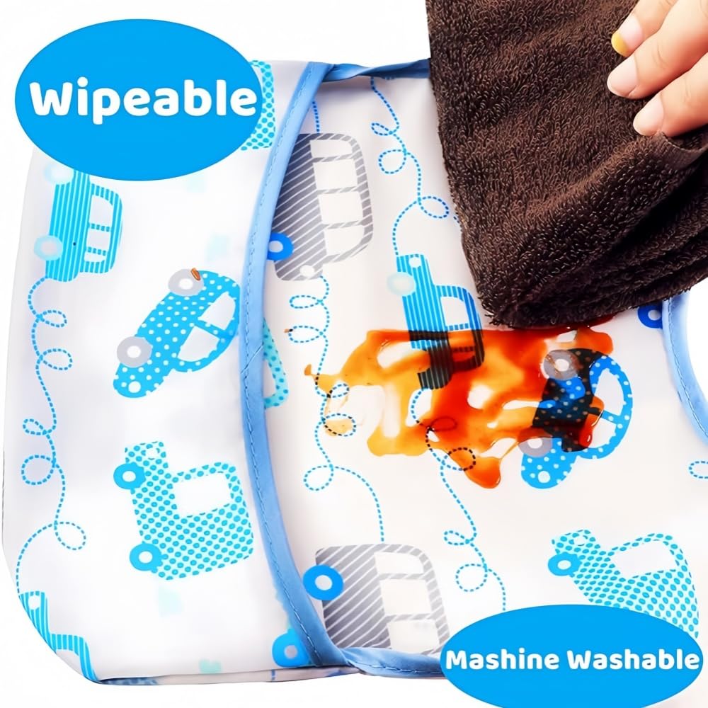 Babero impermeable para bebé, babero de alimentación con bolsillo para bebé, niño, niña, lavable, 6-50 m