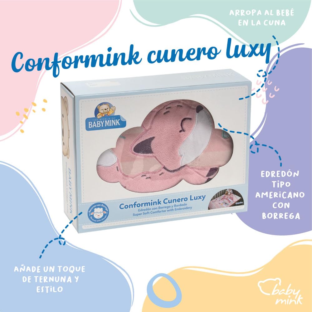 Baby Mink Edredón para Bebé con Borrega, Cobertor Suave y Cálido para Descanso (Rosa)