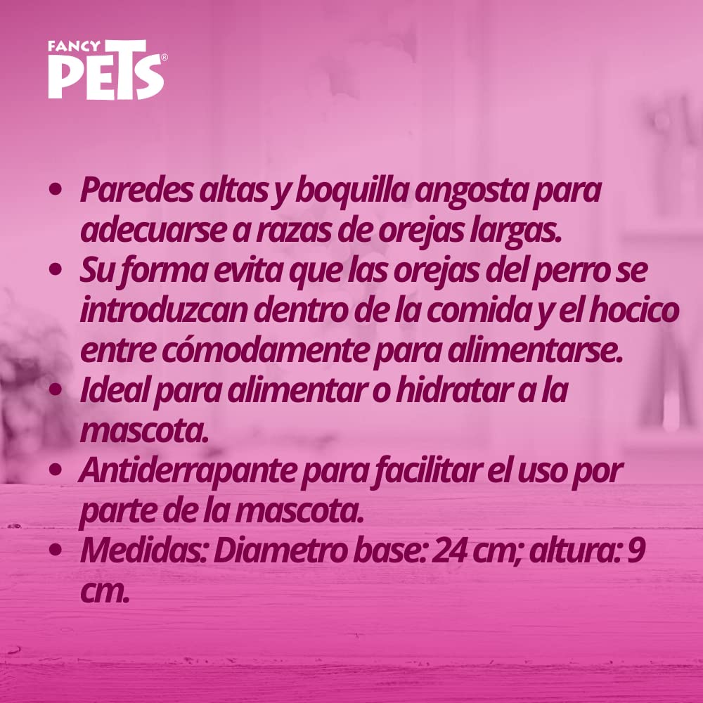 Fancy Pets Plato de Acero Inoxidable para Perro de Orejas Largas