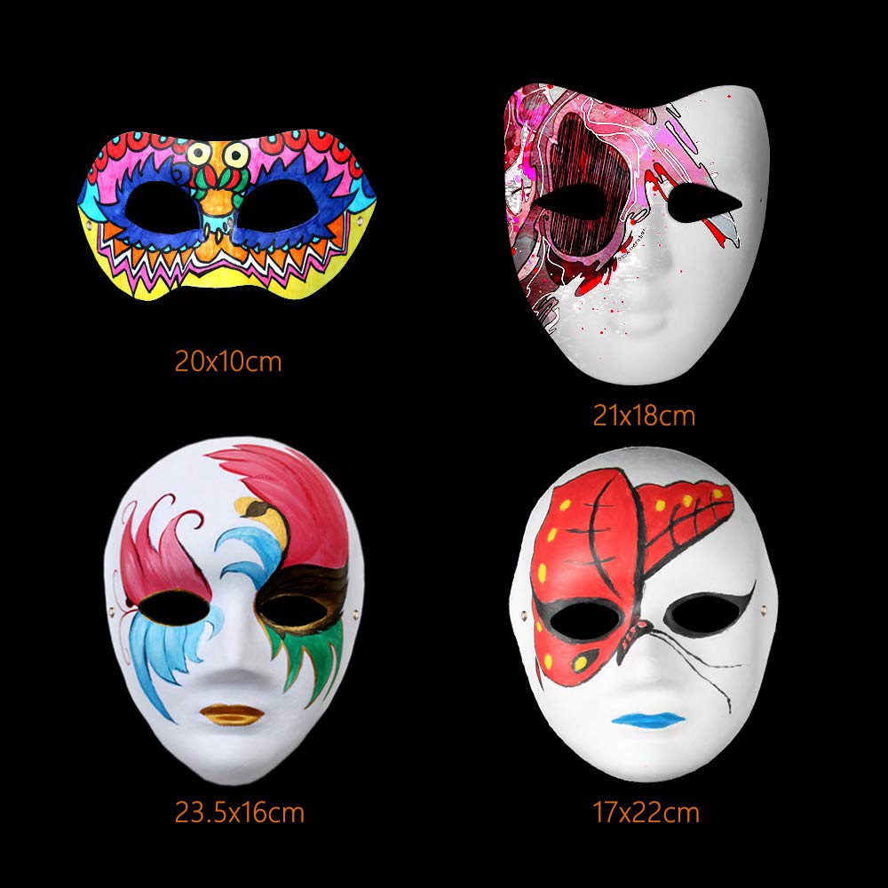 Lynkaye - Máscaras lisas blancas, 16 máscaras de máscaras sin pintar, para manualidades, Mardi Gras, baile, cosplay (estilo A)
