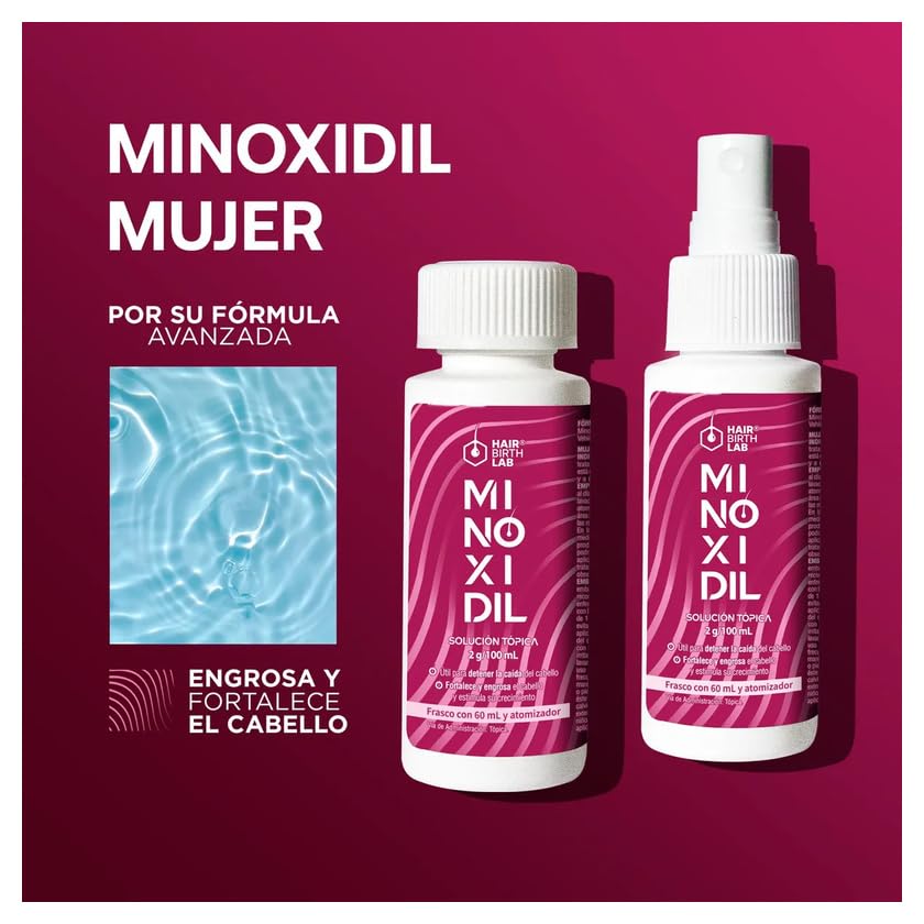 Solución Tópica Minoxidil Hair Birth Lab Transparente Sin Aroma para Mujer 60 ml 3 Pack