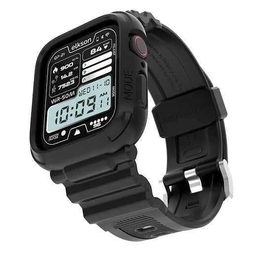 elkson - Funda Protectora Resistente de Grado Militar para Apple Watch Series 9/8/7/6/SE/5/4 [45/44 mm], Color Negro