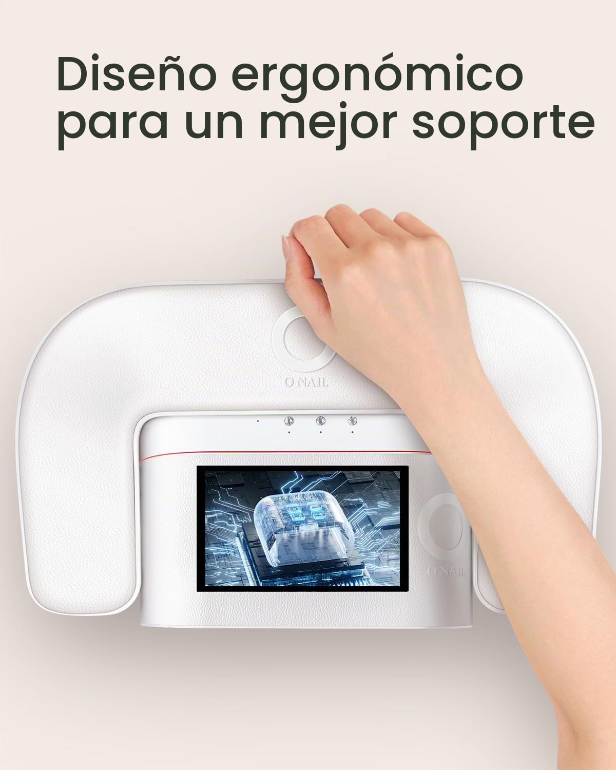Reposabrazos para Manicura O NAIL Blanco Grande en Forma de U para Técnicos de Uñas