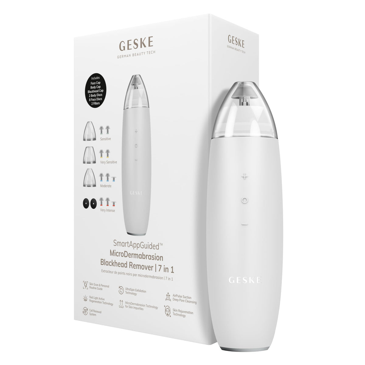 GESKE | SmartAppGuided™ MicroDermabrasion Blackhead Remover | Eliminador de puntos negros 7 en 1 | Limpiador de poros eléctrico | limpieza al vacío innovadora | herramientas de belleza