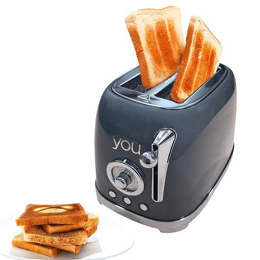 Tostadora De Pan Retro Electrica De 2 Rebanadas Con 6 Niveles Con Funcion de Cancelacion Ranura Ancha YOU