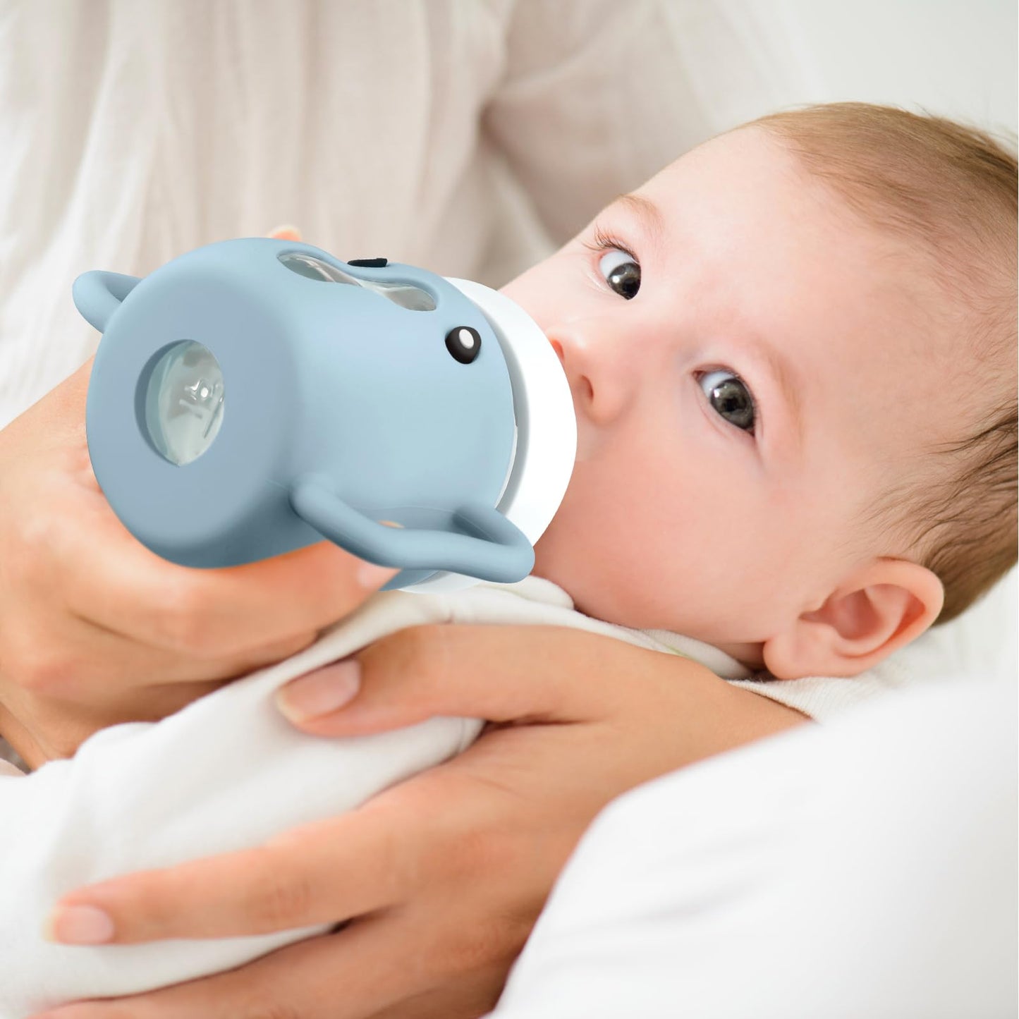 Paquete de 3 bonitas fundas de silicona con asas para biberones de vidrio natural Avent, soporte para biberones de bebé antiroturas, compatible con biberones anticólicos de Philips Avent, 4 onzas, sin