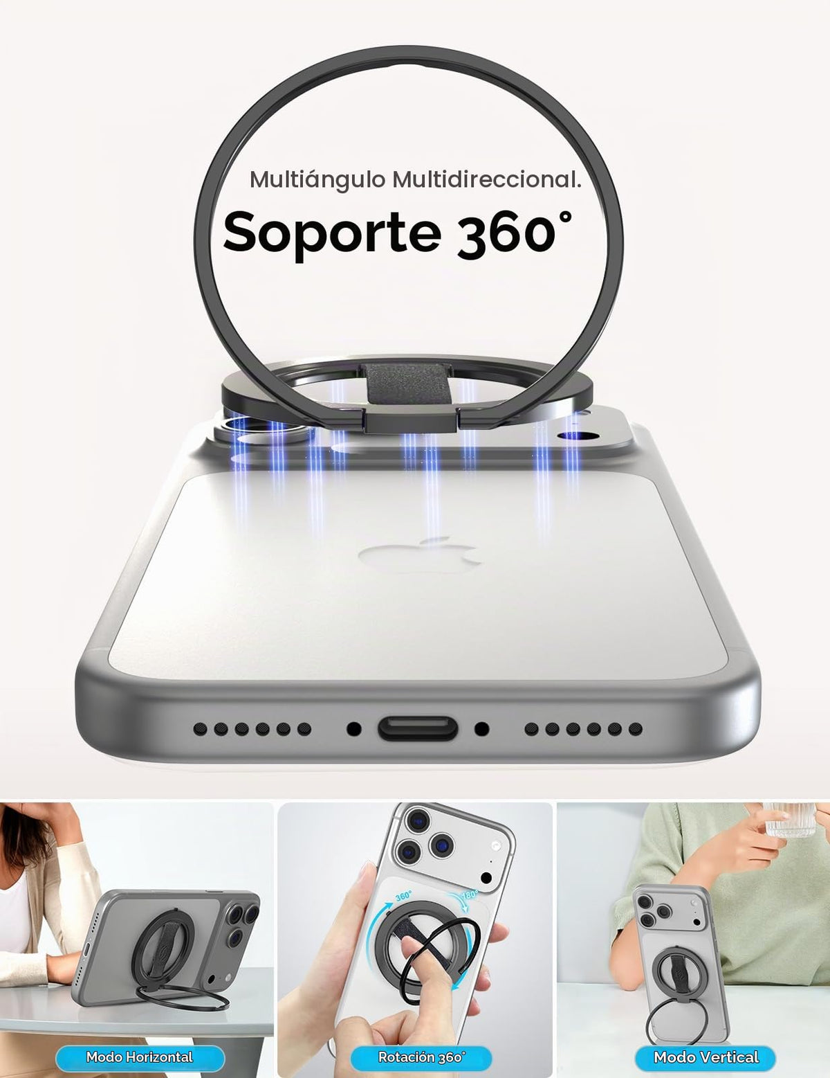 Soporte de Agarre para Teléfono EWA MagOne 3ª Generación Negro Compatible con MagSafe