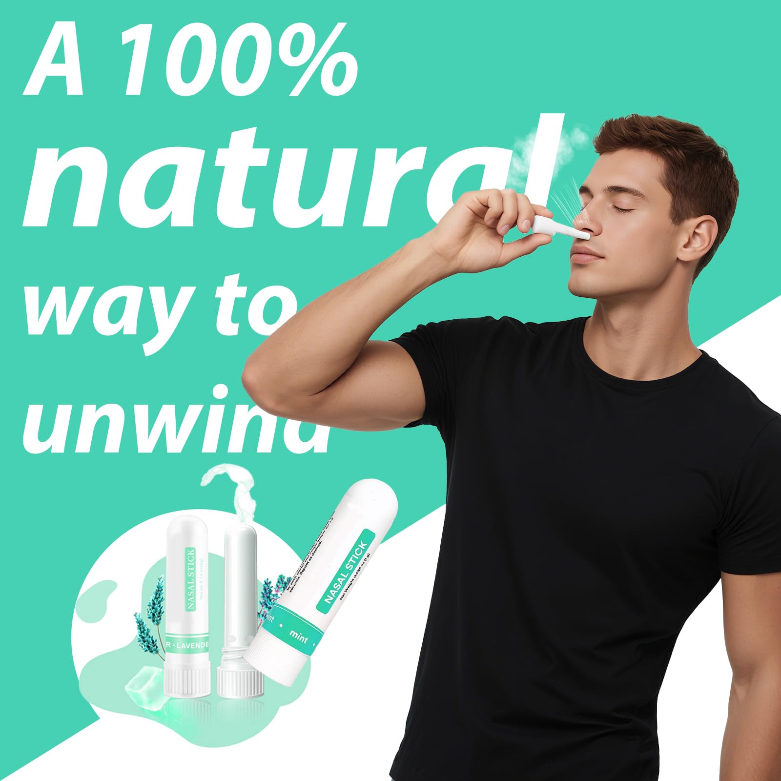Inhalador Nasal,Inhalador Nasal Portátil,Descongestionante Natural para Sinusitis y Congestión,Palillo Nasal con Aceites sin no medicamentos para Aromaterapia y Alivio del Estrés No Medicado(8pcs)