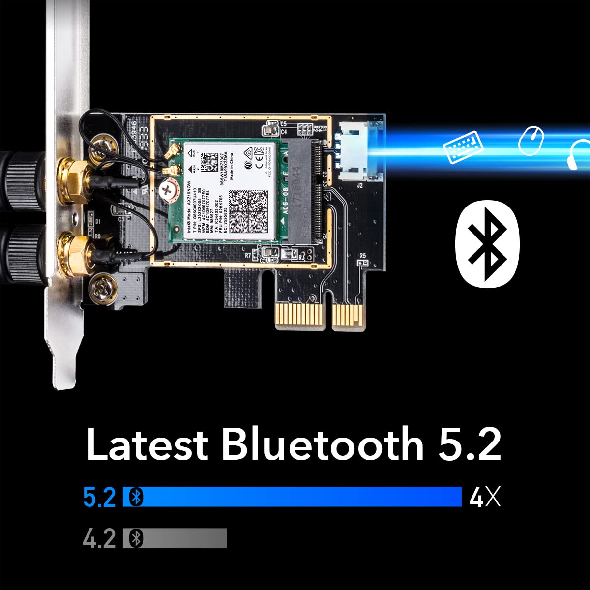 Tarjeta PCIe WiFi 6 AX 3000 Mbps Cudy WE3000 con Bluetooth 5.0 para PC, Interior AX200, para Windows 10 64 bits